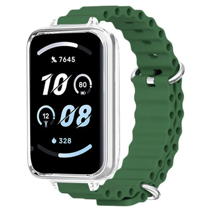 For Honor Band 9 Watch Band Ocean Silicone Strap with Transparent Case