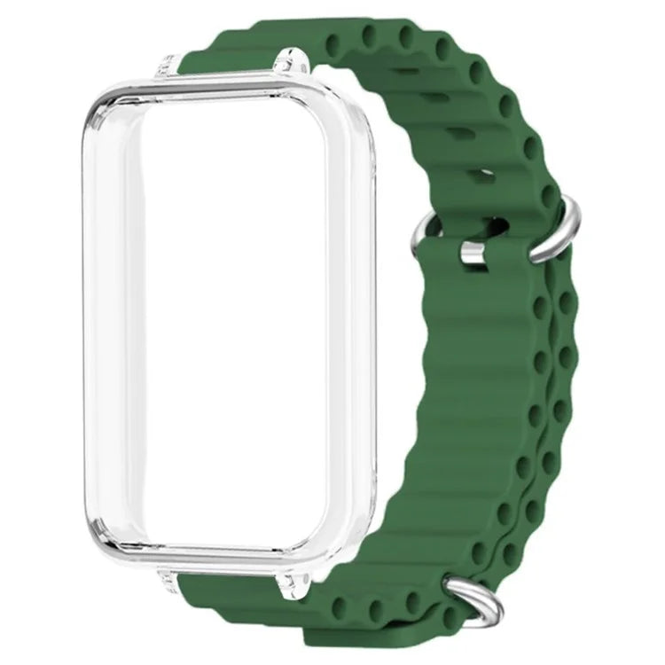 For Honor Band 9 Watch Band Ocean Silicone Strap with Transparent Case