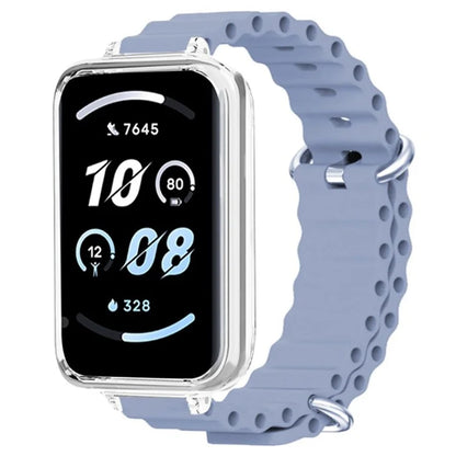 For Honor Band 9 Watch Band Ocean Silicone Strap with Transparent Case