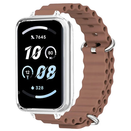 For Honor Band 9 Watch Band Ocean Silicone Strap with Transparent Case