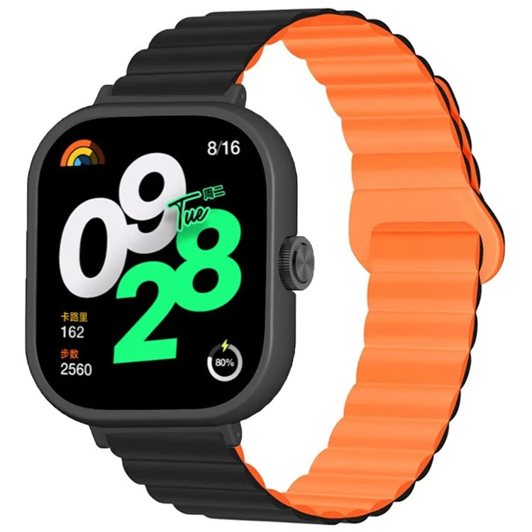 For Xiaomi Redmi Watch 4 Silicone Watch Strap Dual Color Magnetic Band with PC Case