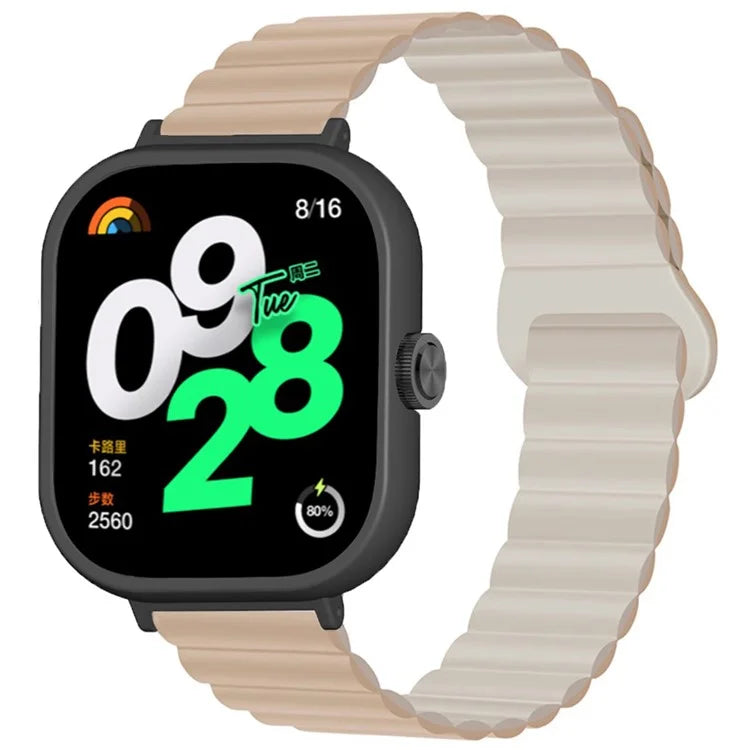 For Xiaomi Redmi Watch 4 Silicone Watch Strap Dual Color Magnetic Band with PC Case