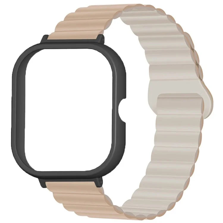 For Xiaomi Redmi Watch 4 Silicone Watch Strap Dual Color Magnetic Band with PC Case