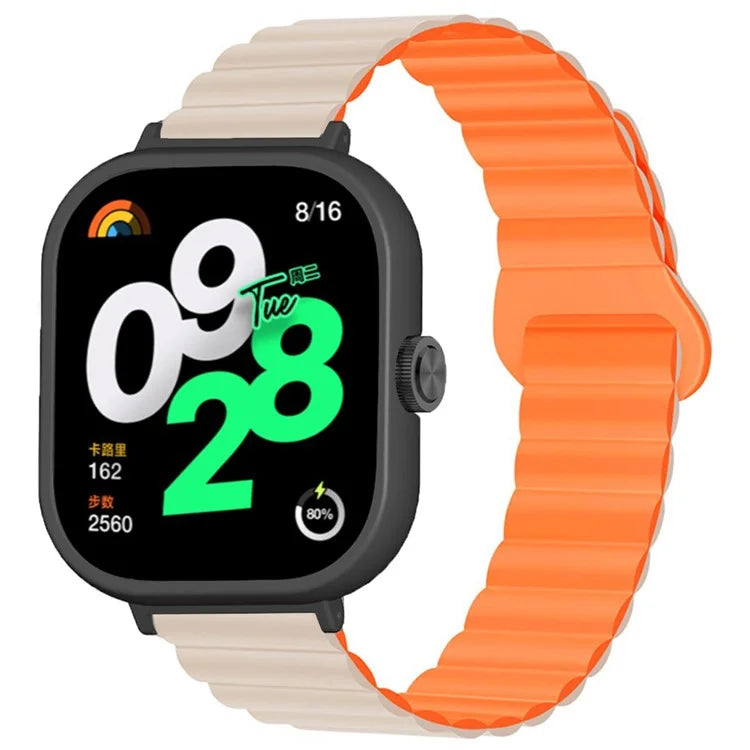 For Xiaomi Redmi Watch 4 Silicone Watch Strap Dual Color Magnetic Band with PC Case