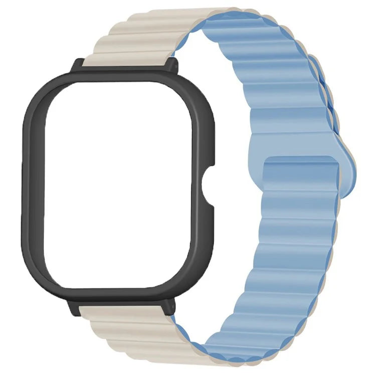 For Xiaomi Redmi Watch 4 Silicone Watch Strap Dual Color Magnetic Band with PC Case