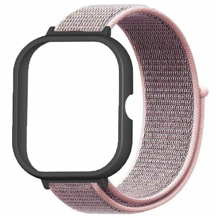 For Xiaomi Redmi Watch 4 Wrist Strap Nylon Loop Watch Band with Black PC Watch Case