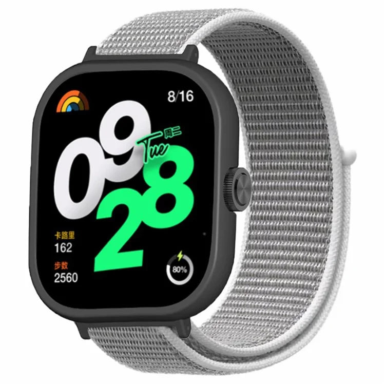 For Xiaomi Redmi Watch 4 Wrist Strap Nylon Loop Watch Band with Black PC Watch Case