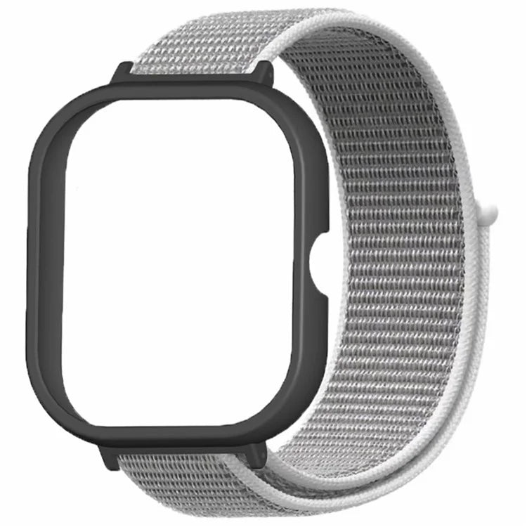 For Xiaomi Redmi Watch 4 Wrist Strap Nylon Loop Watch Band with Black PC Watch Case