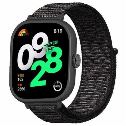 For Xiaomi Redmi Watch 4 Wrist Strap Nylon Loop Watch Band with Black PC Watch Case