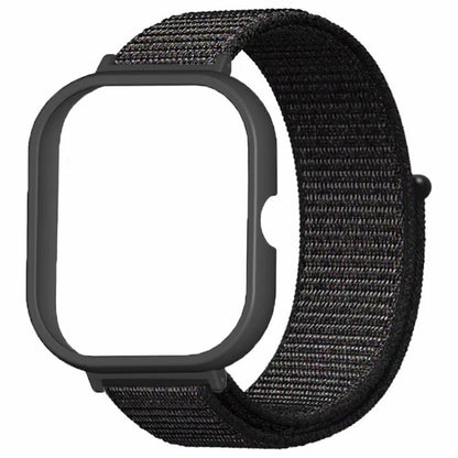 For Xiaomi Redmi Watch 4 Wrist Strap Nylon Loop Watch Band with Black PC Watch Case