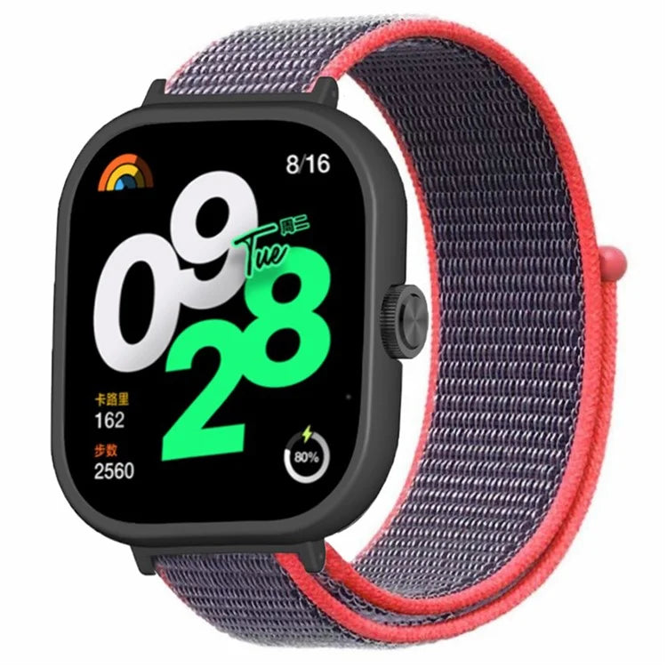 For Xiaomi Redmi Watch 4 Wrist Strap Nylon Loop Watch Band with Black PC Watch Case