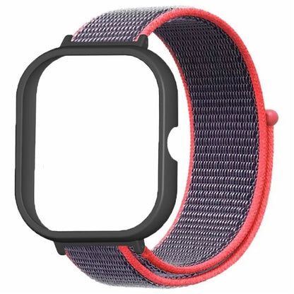For Xiaomi Redmi Watch 4 Wrist Strap Nylon Loop Watch Band with Black PC Watch Case