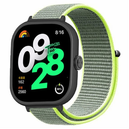 For Xiaomi Redmi Watch 4 Wrist Strap Nylon Loop Watch Band with Black PC Watch Case