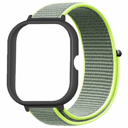 For Xiaomi Redmi Watch 4 Wrist Strap Nylon Loop Watch Band with Black PC Watch Case