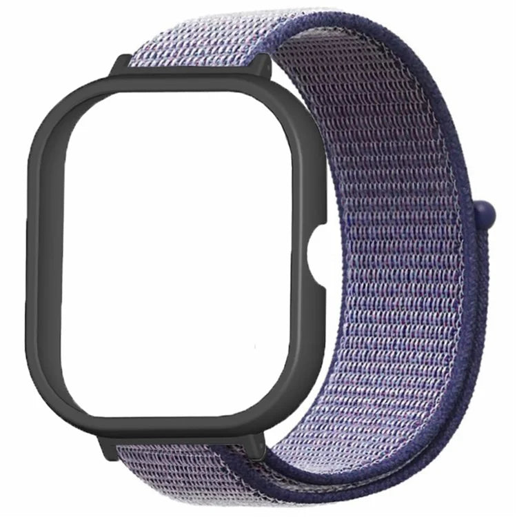 For Xiaomi Redmi Watch 4 Wrist Strap Nylon Loop Watch Band with Black PC Watch Case