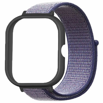 For Xiaomi Redmi Watch 4 Wrist Strap Nylon Loop Watch Band with Black PC Watch Case