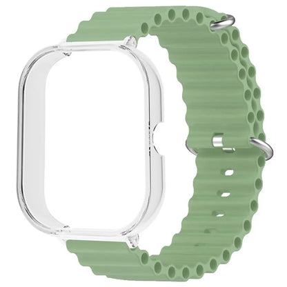 For Xiaomi Redmi Watch 4 Silicone Strap Ocean Sport Watch Band with Transparent Case