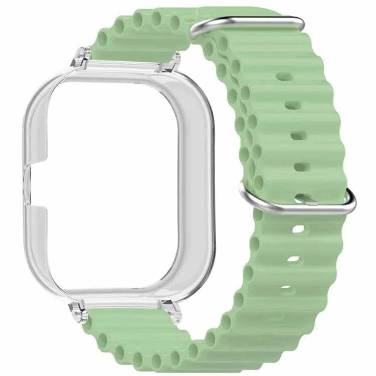 For Xiaomi Redmi Watch 4 Silicone Strap Ocean Sport Watch Band with Transparent Case