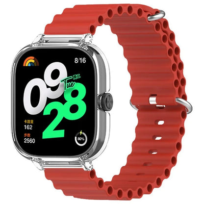 For Xiaomi Redmi Watch 4 Silicone Strap Ocean Sport Watch Band with Transparent Case