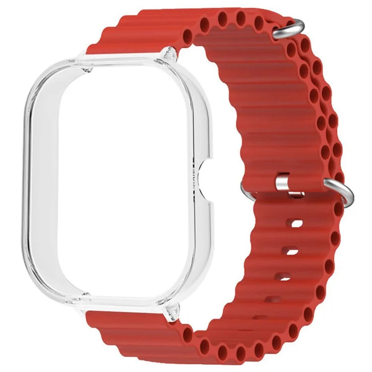 For Xiaomi Redmi Watch 4 Silicone Strap Ocean Sport Watch Band with Transparent Case