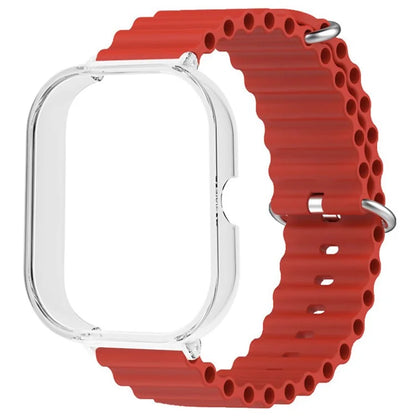 For Xiaomi Redmi Watch 4 Silicone Strap Ocean Sport Watch Band with Transparent Case