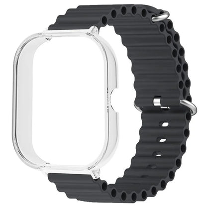 For Xiaomi Redmi Watch 4 Silicone Strap Ocean Sport Watch Band with Transparent Case