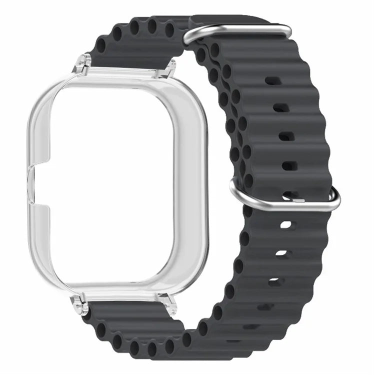 For Xiaomi Redmi Watch 4 Silicone Strap Ocean Sport Watch Band with Transparent Case