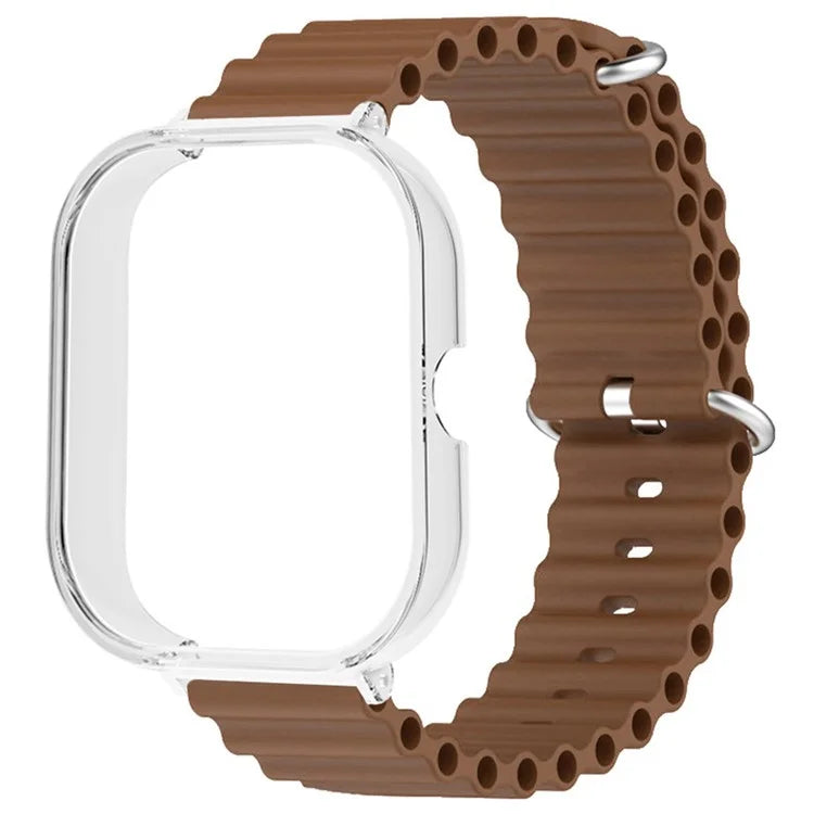 For Xiaomi Redmi Watch 4 Silicone Strap Ocean Sport Watch Band with Transparent Case