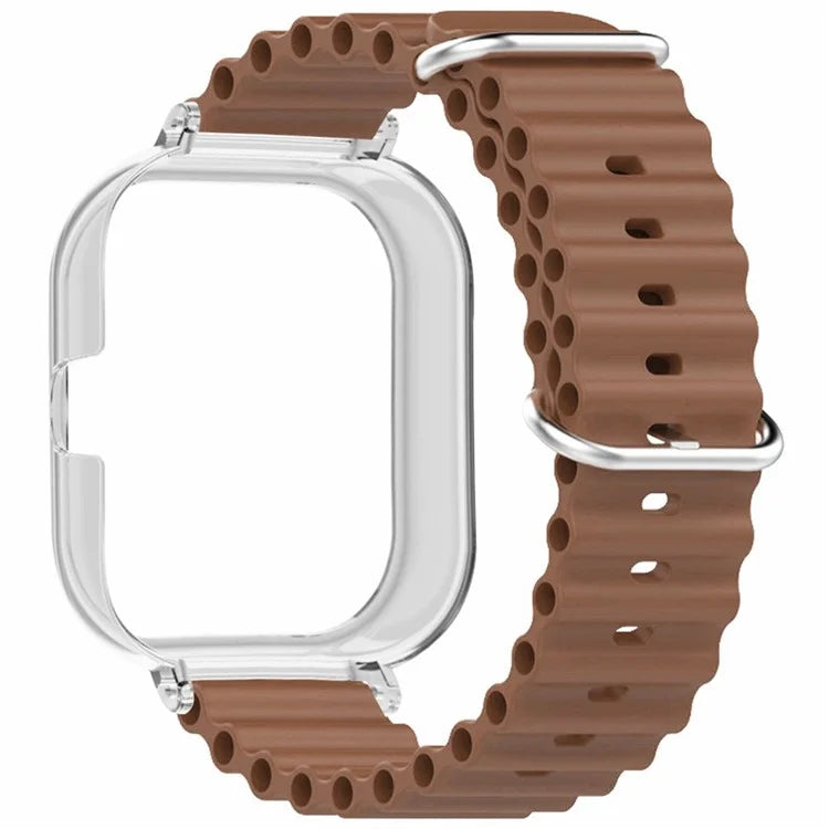 For Xiaomi Redmi Watch 4 Silicone Strap Ocean Sport Watch Band with Transparent Case
