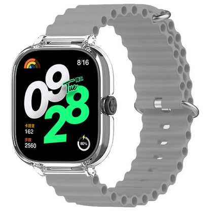 For Xiaomi Redmi Watch 4 Silicone Strap Ocean Sport Watch Band with Transparent Case