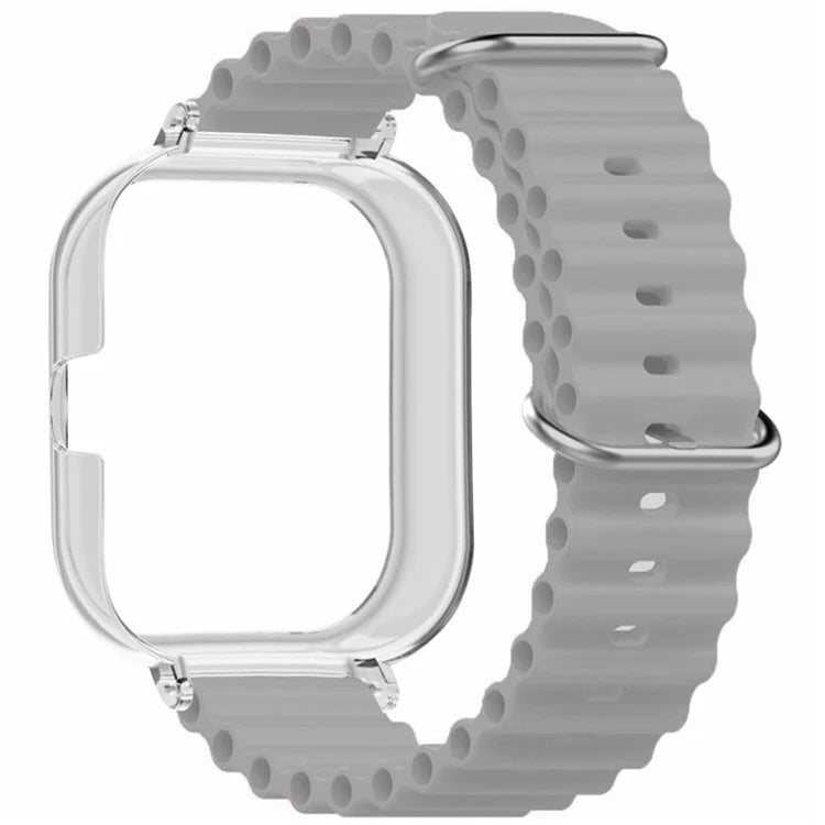 For Xiaomi Redmi Watch 4 Silicone Strap Ocean Sport Watch Band with Transparent Case