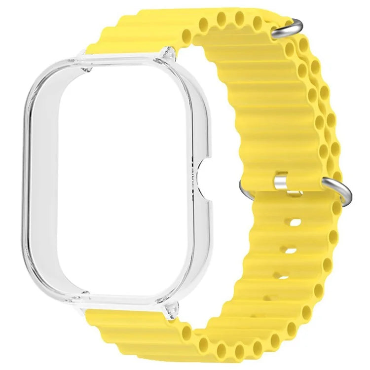 For Xiaomi Redmi Watch 4 Silicone Strap Ocean Sport Watch Band with Transparent Case