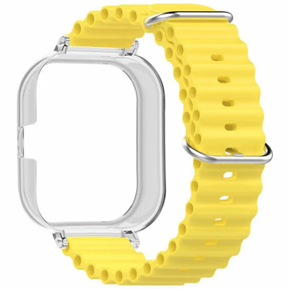 For Xiaomi Redmi Watch 4 Silicone Strap Ocean Sport Watch Band with Transparent Case