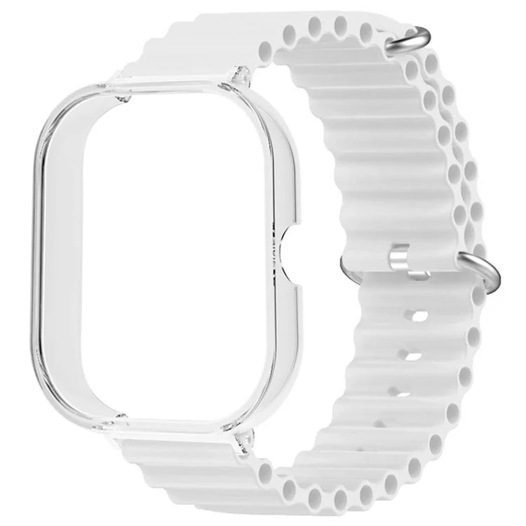 For Xiaomi Redmi Watch 4 Silicone Strap Ocean Sport Watch Band with Transparent Case