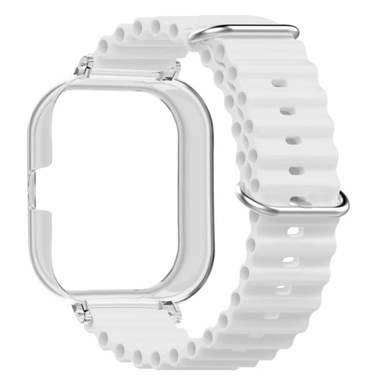 For Xiaomi Redmi Watch 4 Silicone Strap Ocean Sport Watch Band with Transparent Case