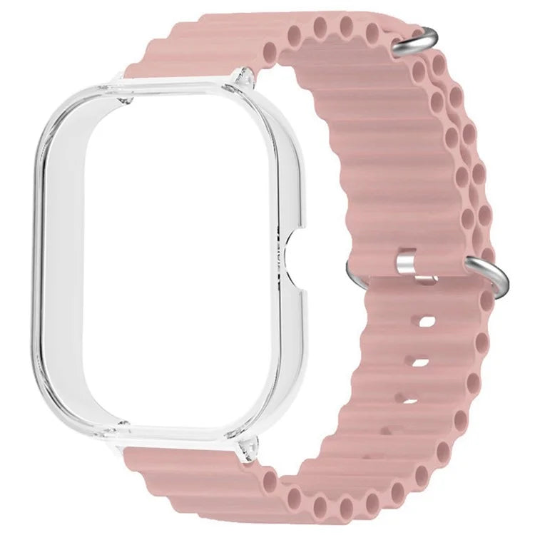 For Xiaomi Redmi Watch 4 Silicone Strap Ocean Sport Watch Band with Transparent Case