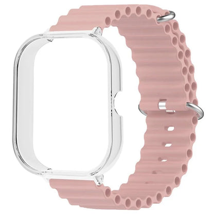 For Xiaomi Redmi Watch 4 Silicone Strap Ocean Sport Watch Band with Transparent Case