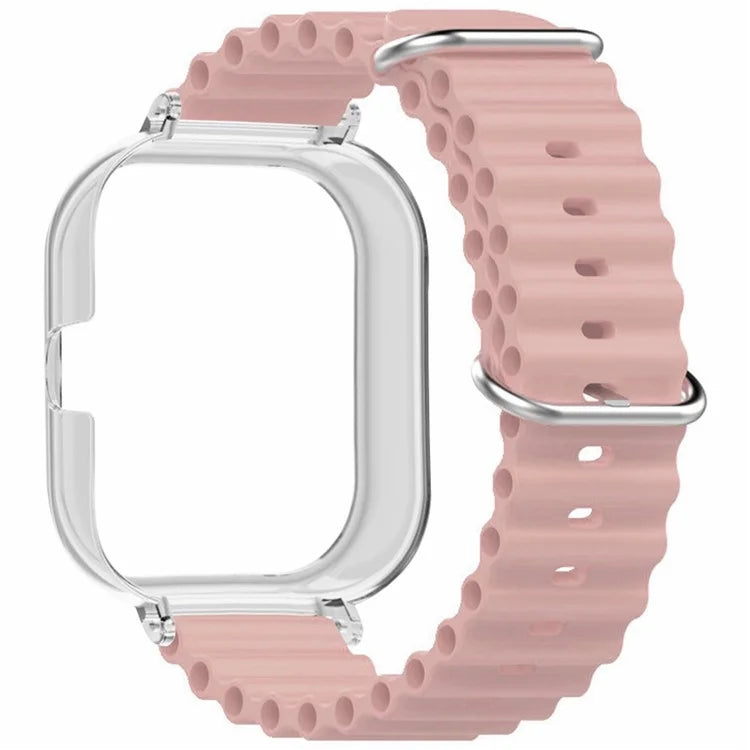 For Xiaomi Redmi Watch 4 Silicone Strap Ocean Sport Watch Band with Transparent Case