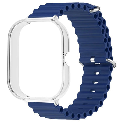 For Xiaomi Redmi Watch 4 Silicone Strap Ocean Sport Watch Band with Transparent Case