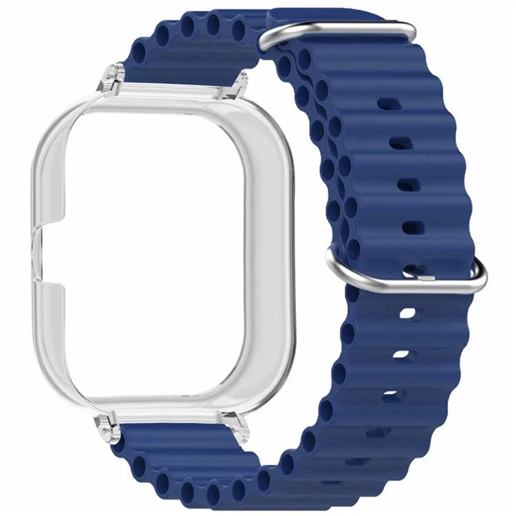For Xiaomi Redmi Watch 4 Silicone Strap Ocean Sport Watch Band with Transparent Case