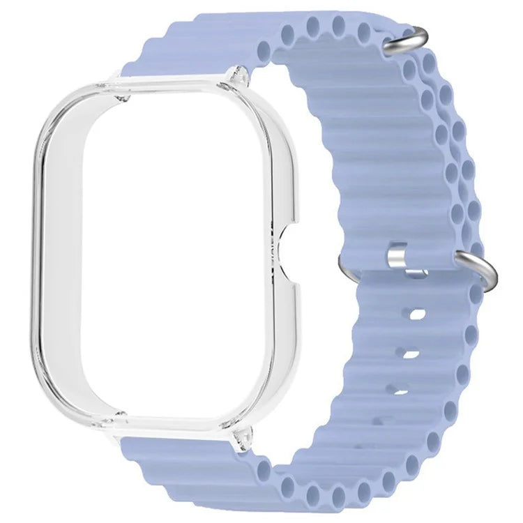 For Xiaomi Redmi Watch 4 Silicone Strap Ocean Sport Watch Band with Transparent Case
