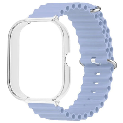 For Xiaomi Redmi Watch 4 Silicone Strap Ocean Sport Watch Band with Transparent Case