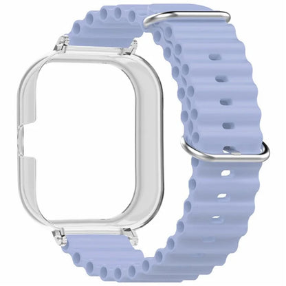 For Xiaomi Redmi Watch 4 Silicone Strap Ocean Sport Watch Band with Transparent Case