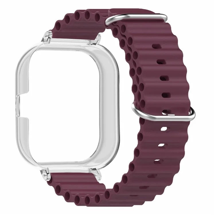 For Xiaomi Redmi Watch 4 Silicone Strap Ocean Sport Watch Band with Transparent Case
