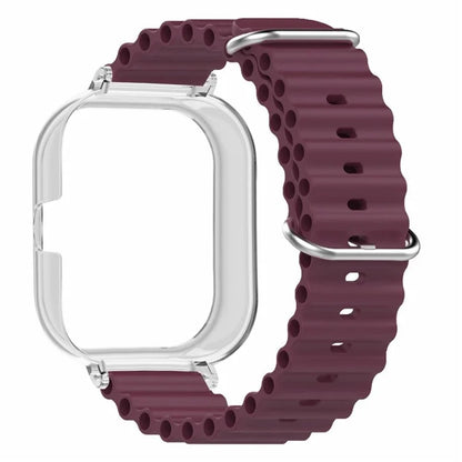 For Xiaomi Redmi Watch 4 Silicone Strap Ocean Sport Watch Band with Transparent Case