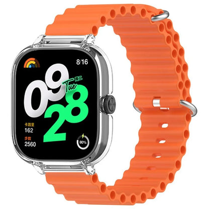 For Xiaomi Redmi Watch 4 Silicone Strap Ocean Sport Watch Band with Transparent Case