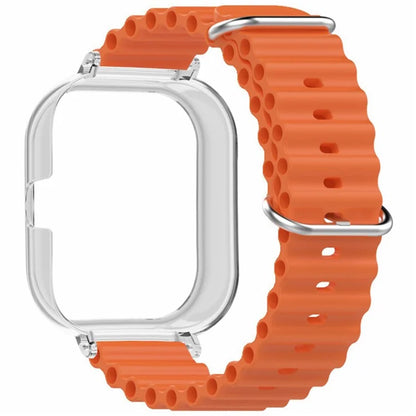 For Xiaomi Redmi Watch 4 Silicone Strap Ocean Sport Watch Band with Transparent Case