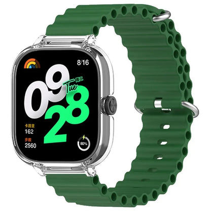 For Xiaomi Redmi Watch 4 Silicone Strap Ocean Sport Watch Band with Transparent Case