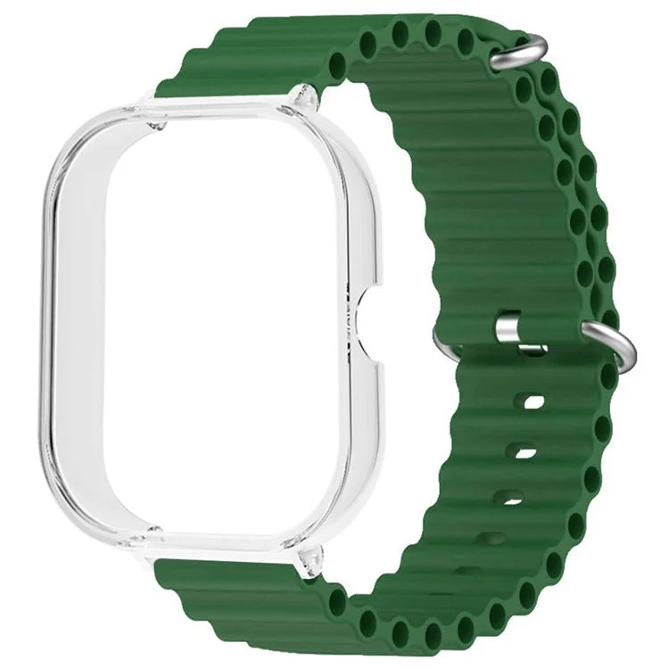 For Xiaomi Redmi Watch 4 Silicone Strap Ocean Sport Watch Band with Transparent Case