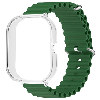 For Xiaomi Redmi Watch 4 Silicone Strap Ocean Sport Watch Band with Transparent Case